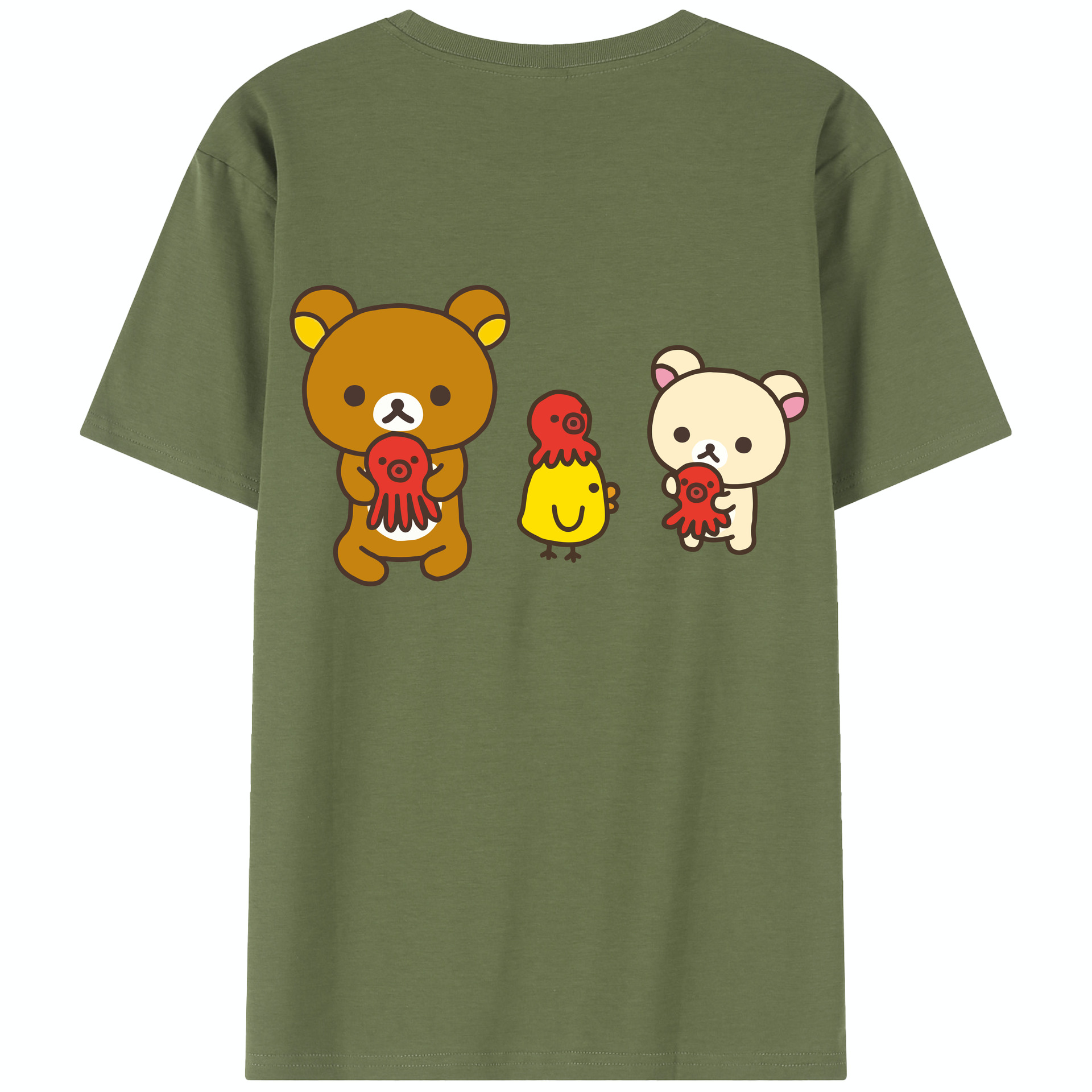 （画像用） リラックマ リラックマ キイロイトリ Rilakkuma Korilakkuma Kiiroitori 綿100％半袖Tシャツ（背面プリント）